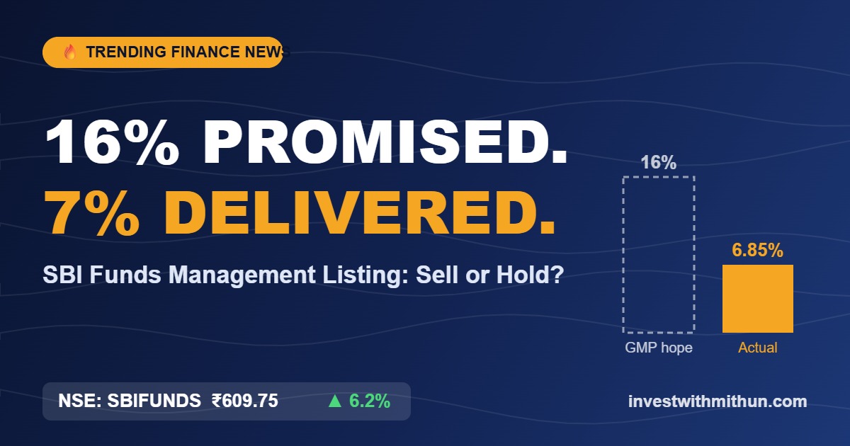 SBI Funds Management Lists at 7% Premium, Not 16%: Should You Sell or Hold Now?